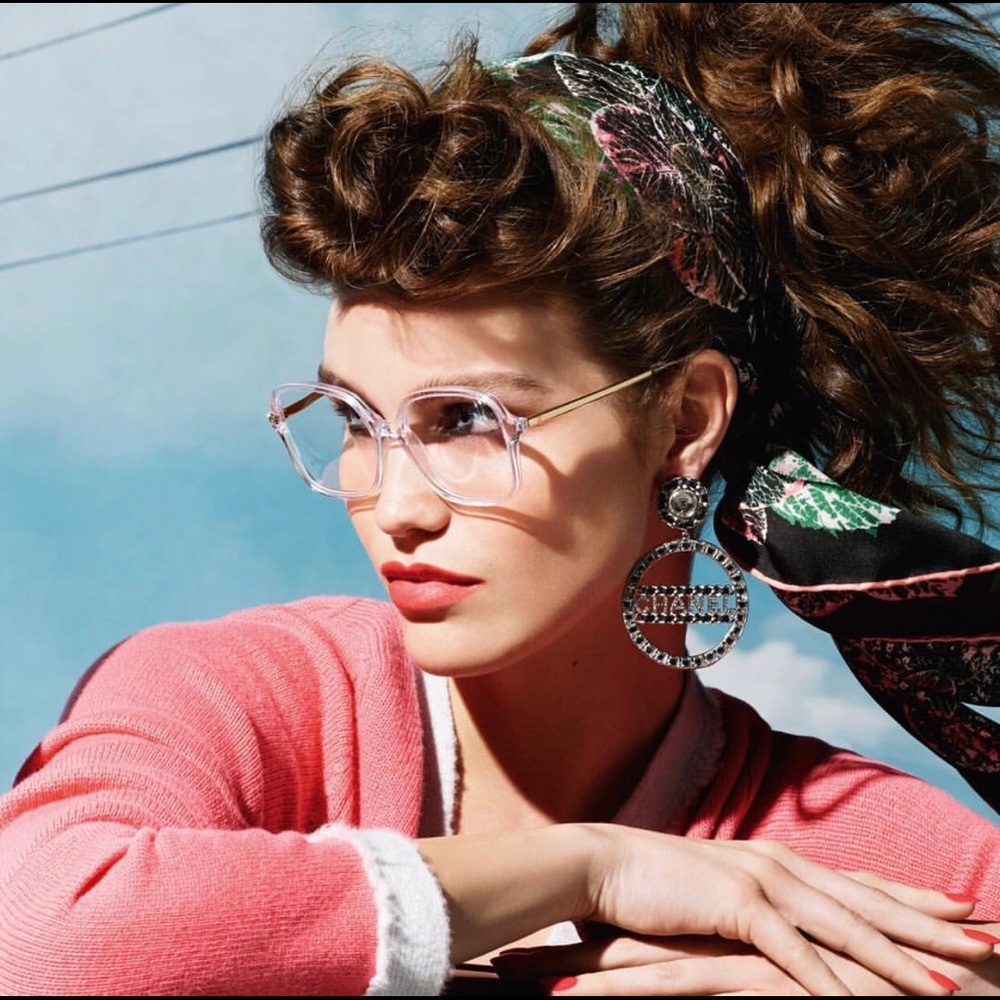 CHANEL earrings Silver/Black crystals